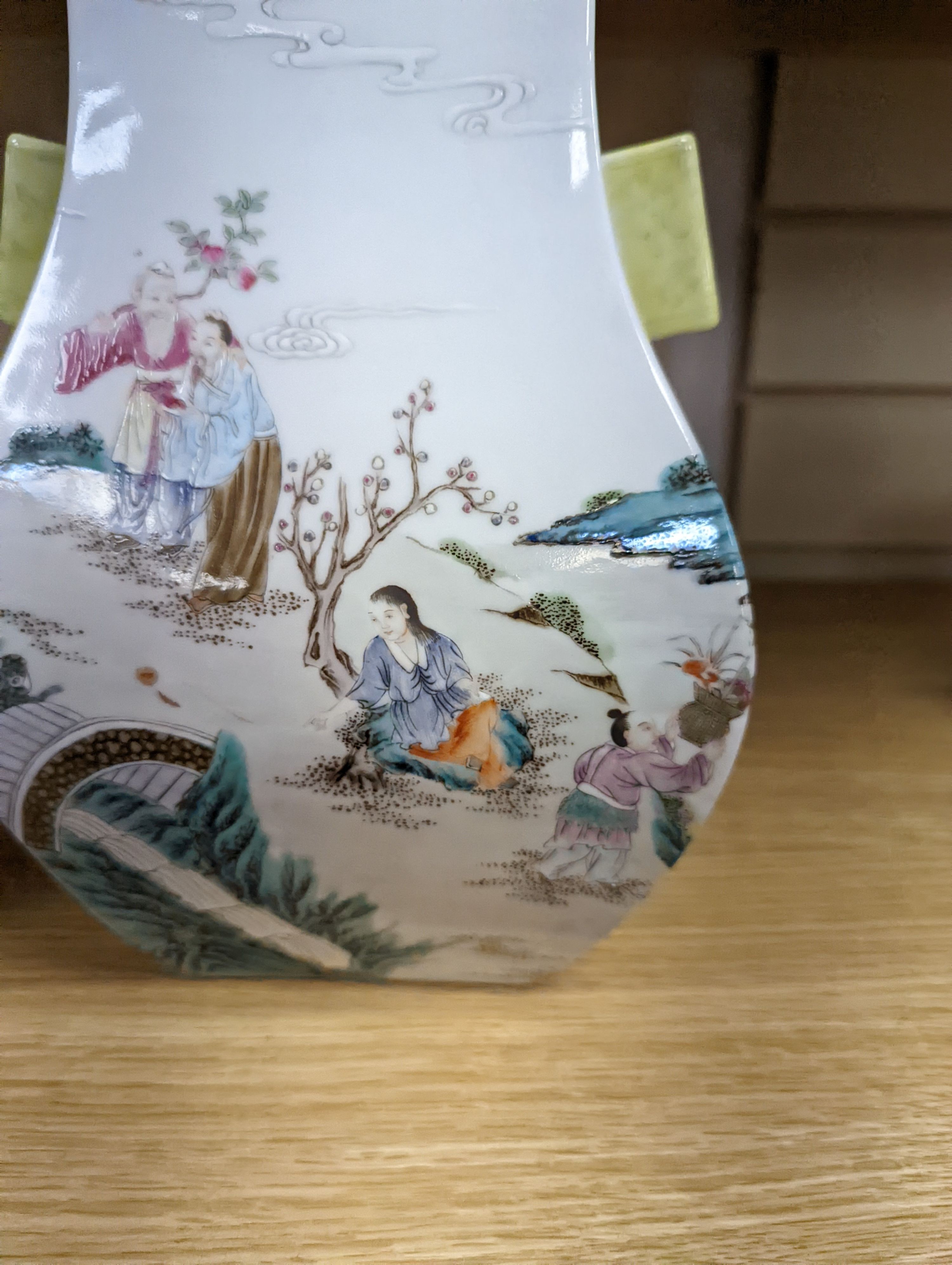 A Chinese famille rose arrow vase, Qianlong mark, 26cm